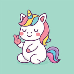 Cute Unicorn with Peace Sign