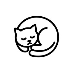 Serene feline slumber: a cozy, curled-up cat icon. Perfect vector for tranquility & rest themes.