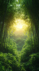 Scenic View of a Dense Bamboo Woodland in Nature Wallpaper