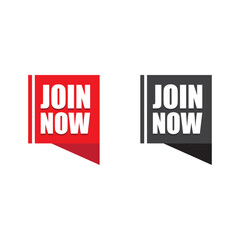 Modern Join Now Ribbon Banner,  Red and Black Call-to-Action Vector Design
