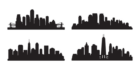 BLACK VARIOUS SET OF vector skyline silhouette	