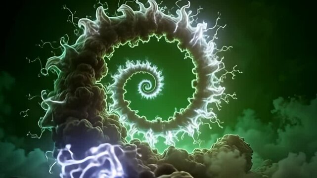 image adenine modern coil spiral of disturbance muzzy conceptual fractal plasm radiant with wire tints of co and emerald, adenine it quiver and vary kind inward synchronize with an