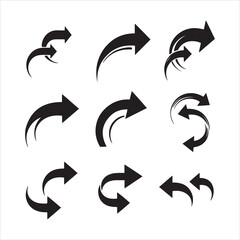 Collection of dynamic black arrows showing directional movement and flow