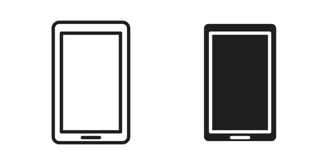 Cell phone icon outline and solid vector sign, linear pictograms