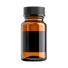 Obraz premium Empty amber glass bottle with black cap