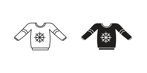 Christmas sweater icon outline and solid vector sign, linear pictograms