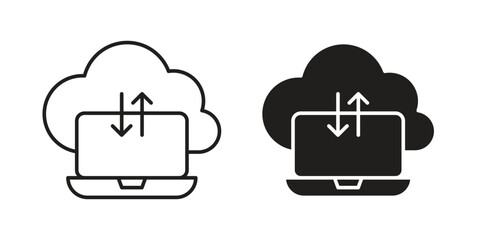 Cloud computing icon outline and solid vector sign, linear pictograms