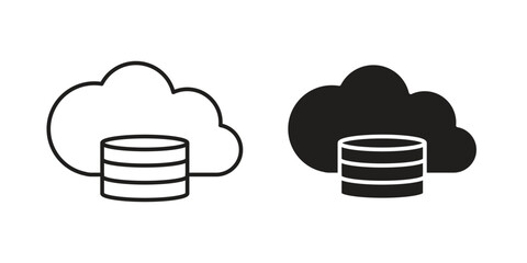 Cloud server icon outline and solid vector sign, linear pictograms