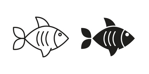 Clown fish icon outline and solid vector sign, linear pictograms