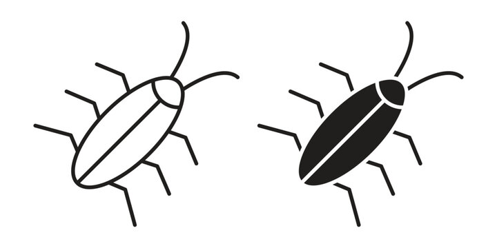 Cockroach icon outline and solid vector sign, linear pictograms