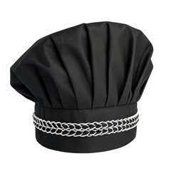 Black Chef Hat with Silver Chain Detail: Professional Culinary Headwear