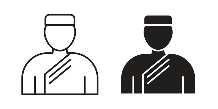 Concierge icon outline and solid vector sign, linear pictograms