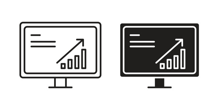 Data Analysing icon outline and solid vector sign, linear pictograms