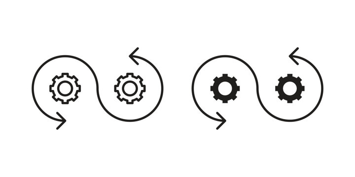 Devops icon outline and solid vector sign, linear pictograms