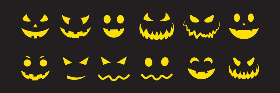 Halloween face icon set