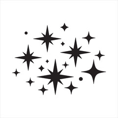 Sparkles and glints black and white graphic with starbursts