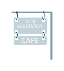Street Sign on metal poles vector illustration set. Street signboards. Isolated empty roadside signposts to notice information guide.
