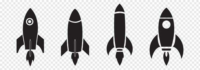 Rocket ship icon set. Black and White Rocket icon. Space ship launch icon collection. Rocketship launch concept, isolated on white background vector illustration. EPS 10 © BEST TOP CRAFT
