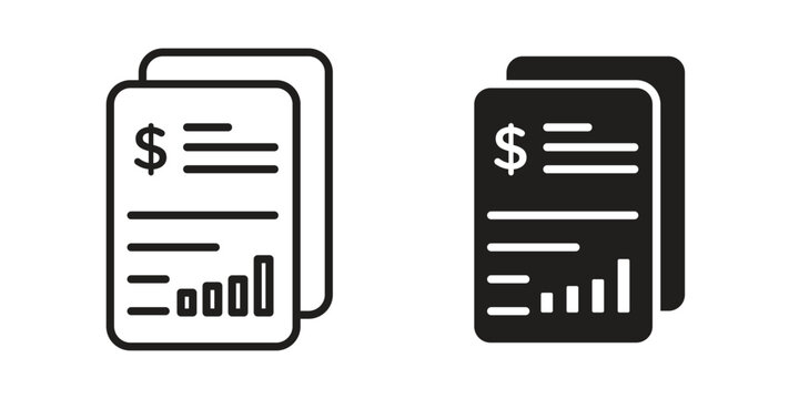 Income statement icon outline and solid vector sign, linear pictograms