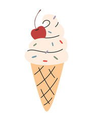 Ice cream Summer Cocktail set. Cold and sweet ice cream clip art with flavor in popsicle stick, cone and cup elements vector illustration summer dessert