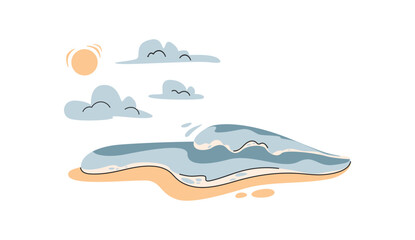 Summer Vacation Sea Beach Landscape Beautiful Seascape Banner Seaside Holiday Vector Illustration.