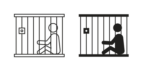Jail icon outline and solid vector sign, linear pictograms
