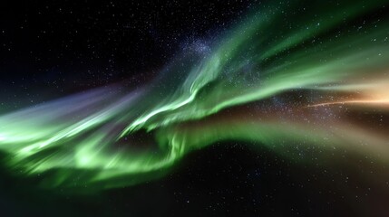 Aurora borealis display in the night sky.