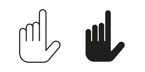 Fototapeta premium Pointing hand icon outline and solid vector sign, linear pictograms