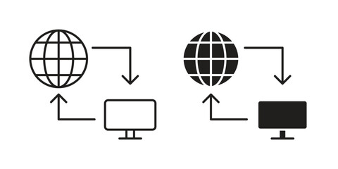 Remote Access icon outline and solid vector sign, linear pictograms