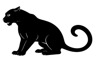 Fototapeta premium Sitting black panther animal predator feline silhouette vector illustration