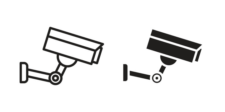 Security camera icon outline and solid vector sign, linear pictograms