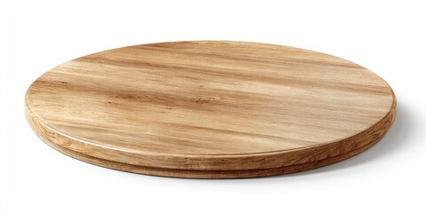 Round, light brown wooden board with subtle grain, slightly raised edge