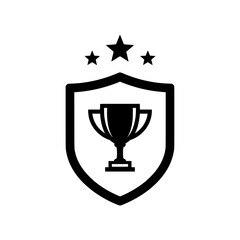 Trophy and Shield with Stars - Symbol of Victory and Award