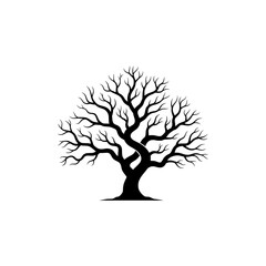 Fototapeta premium Vector illustration of a silhouette of a bare tree or a dead tree without leaves. 
