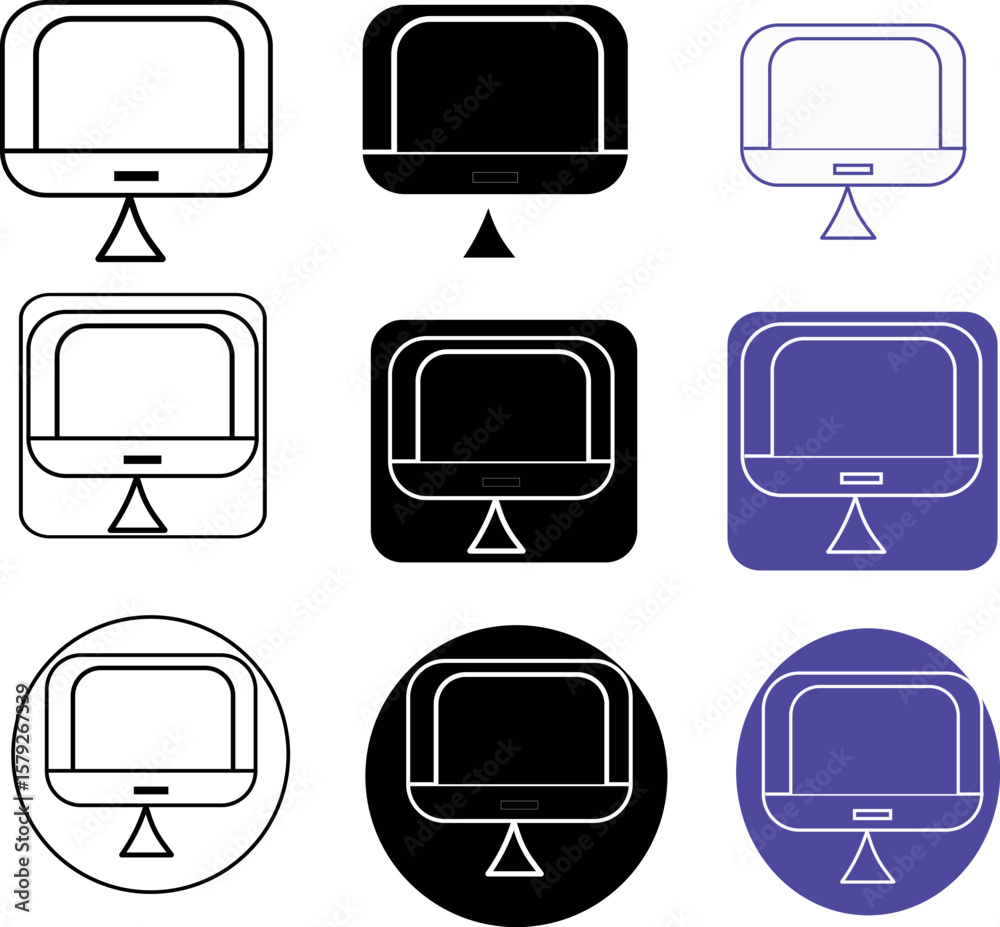 Poster Various computer monitor icons displayed in a grid formation with different styles and color variations