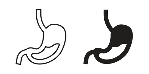 Fototapeta premium Stomach with Liquids icon outline and solid vector sign, linear pictograms