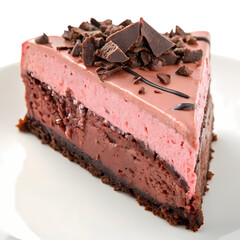Delicious Layered Chocolate Raspberry Mousse Cake Slice: Gourmet Dessert Photography