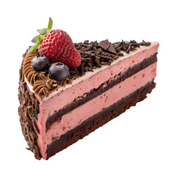 Delicious Strawberry Chocolate Cake Slice: Gourmet Dessert Photography