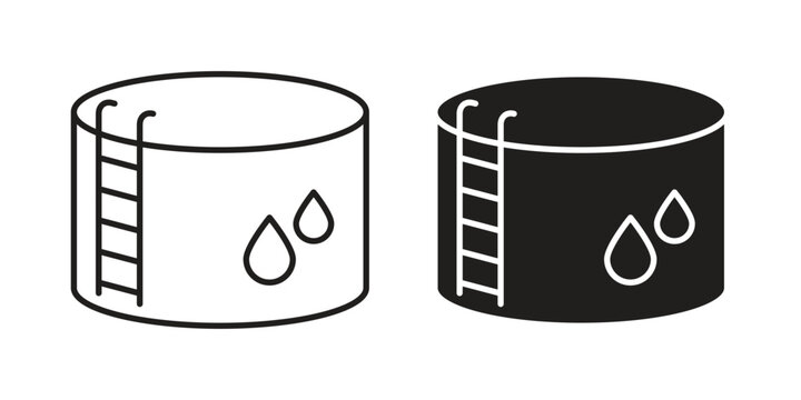 Water tank icon outline and solid vector sign, linear pictograms