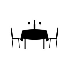 Minimalist Dinner Table Setting Silhouette Vector Art Dining