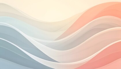 Curved wall, pastel waves, abstract art.