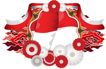 Indonesian Independence Day celebration decoration with red and white flag