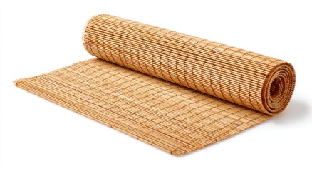 Rolled Lightbrown Bamboo Mat Partially