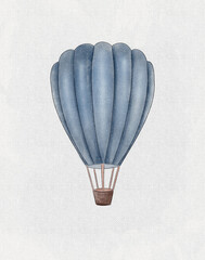 Watercolor air baloon in pastel colors, nursery illustration for cards and print
