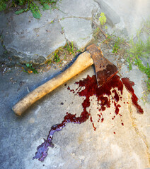 Irone axe lies on the ground