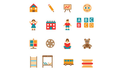 Kindergarten line icon set