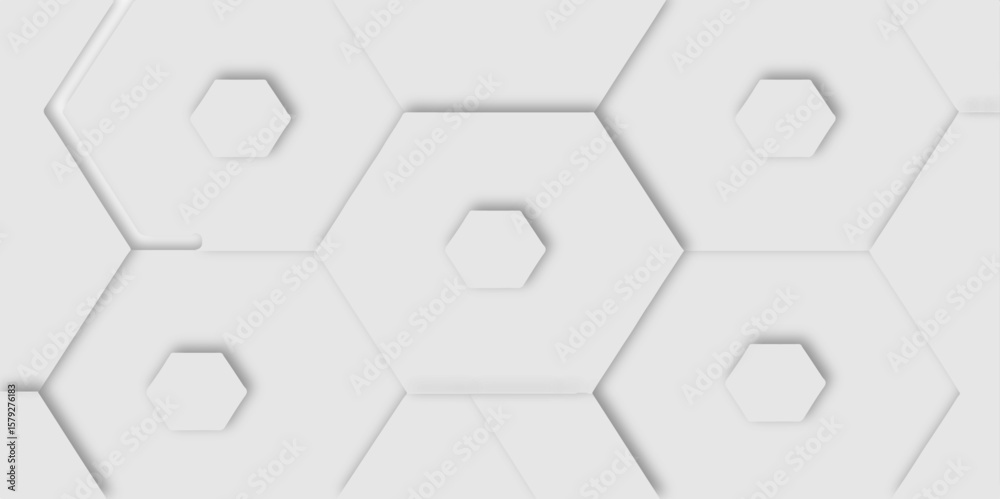 Aufkleber White background with concentric hexagonal shapes creating a modern and minimalist design pattern element.