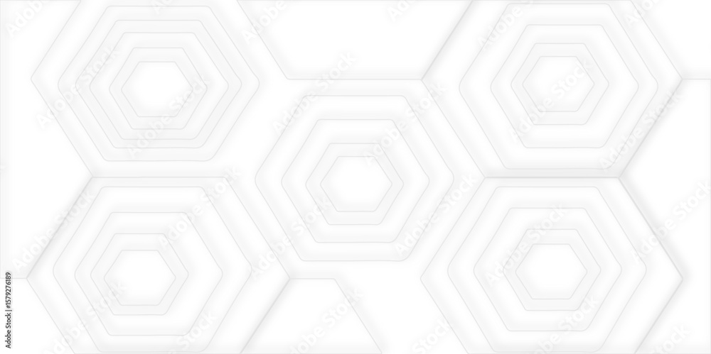 Aufkleber White background with concentric hexagonal shapes creating a modern and minimalist design pattern element.