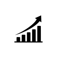 Black  Bar Graph Growth Icon for Business and Finance