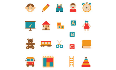 Kindergarten line icon set